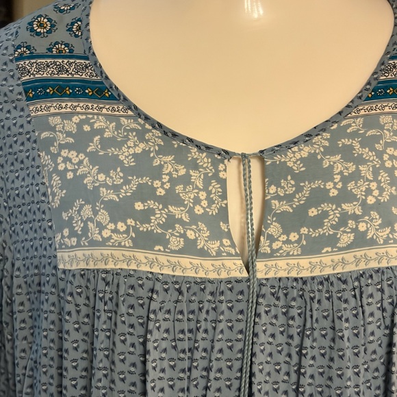 Old Navy Blue Floral Blouse Tunigan/Dress Boho Cottagecore - Picture 6 of 8